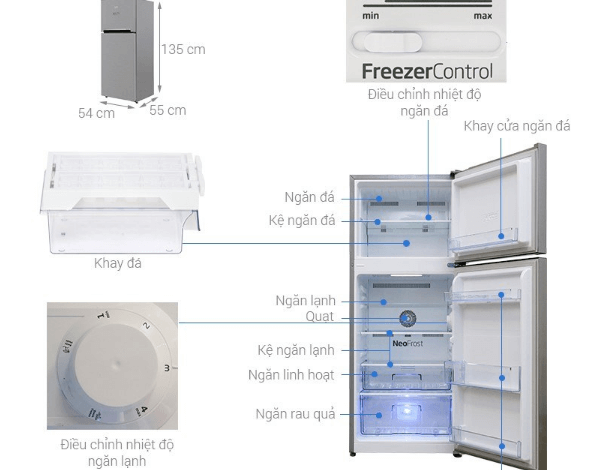 Kích thước tủ lạnh của các thương hiệu nổi tiếng hiện nay